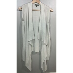 Eileen Fisher Open Front Drape Long Duster Cardigan Sleeveless Cotton Silk Small